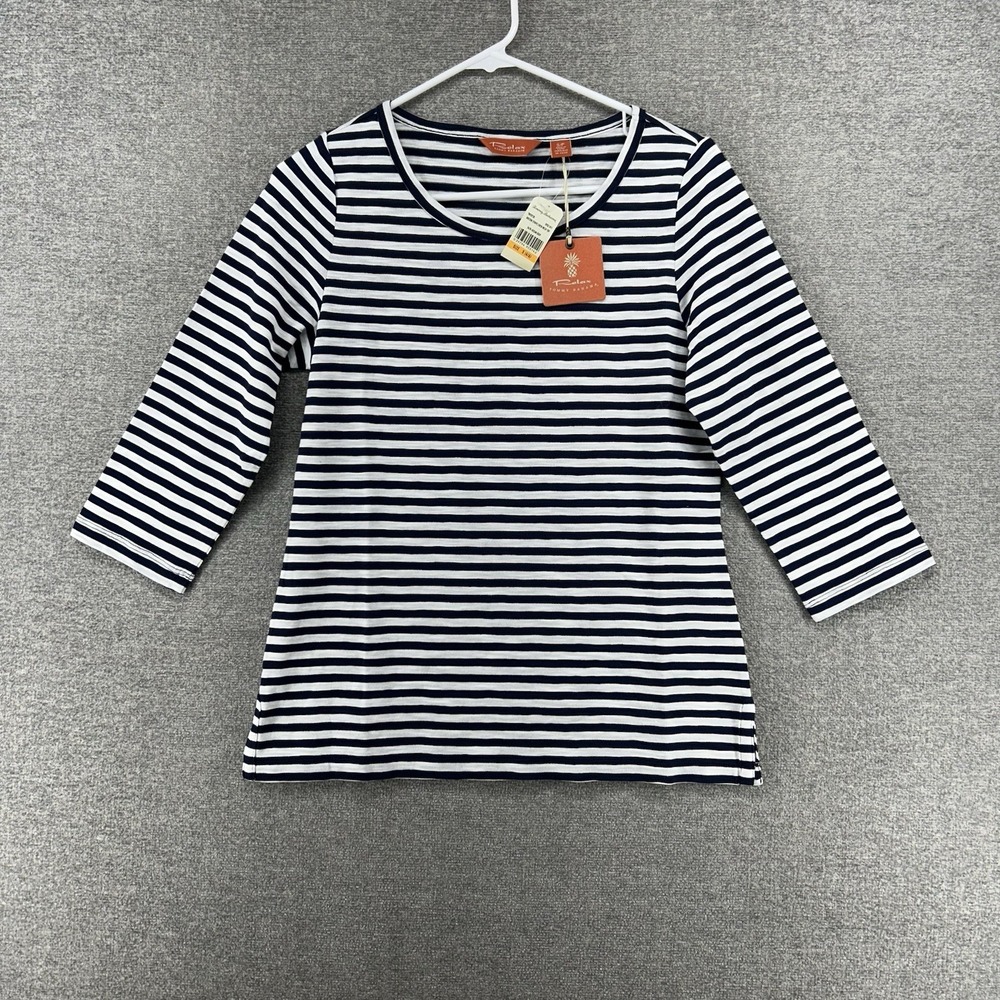 Tommy Bahama Navy & White Striped Short Sleeve Tee